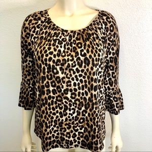 Michael Kors Leopard Bell Sleeve Top Size Small